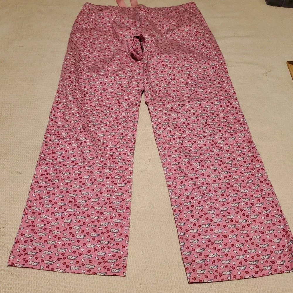 Vineyard Vines Pink Whale Heart Pajama Pants Womens S Cotton Drawstring Lounge‎